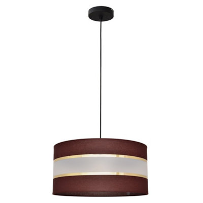 Luminosa Lighting Luminosa Helen Cylindrical Pendant Ceiling Light BrownGoldBlack 40Cm from B&Q