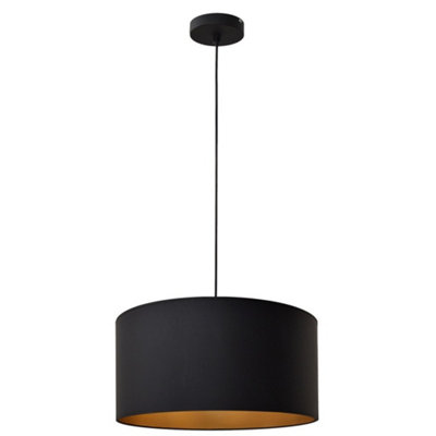 Luminosa Lighting Luminosa Alba Cylindrical Pendant Ceiling Light BlackGold 40Cm from B&Q