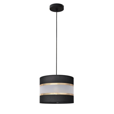 Luminosa Lighting Luminosa Helen Cylindrical Pendant Ceiling Light BlackGold 20Cm from B&Q