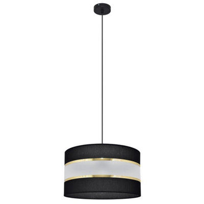Luminosa Lighting Luminosa Helen Cylindrical Pendant Ceiling Light BlackGold 35Cm from B&Q