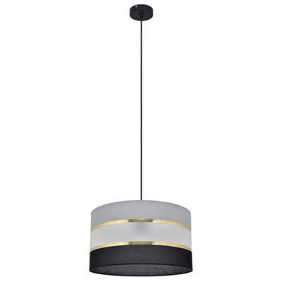 Luminosa Lighting Luminosa Helen Cylindrical Pendant Ceiling Light BlackGoldGrey 35Cm from B&Q