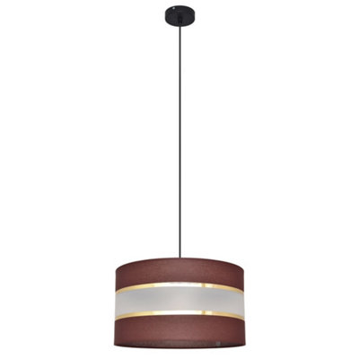 Luminosa Lighting Luminosa Helen Cylindrical Pendant Ceiling Light BrownGoldBlack 35Cm from B&Q