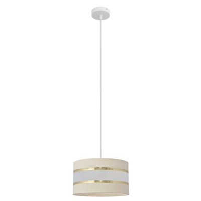 Luminosa Lighting Luminosa Helen Cylindrical Pendant Ceiling Light EcruGoldWhite 25Cm from B&Q