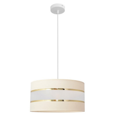 Luminosa Lighting Luminosa Helen Cylindrical Pendant Ceiling Light EcruGoldWhite 40Cm from B&Q