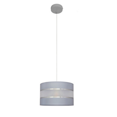 Luminosa Lighting Luminosa Helen Cylindrical Pendant Ceiling Light GreySilver 25Cm from B&Q
