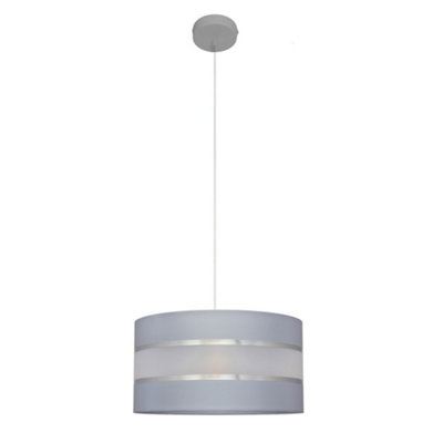 Luminosa Lighting Luminosa Helen Cylindrical Pendant Ceiling Light GreySilver 35Cm from B&Q