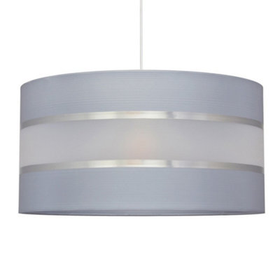 Luminosa Lighting Luminosa Helen Cylindrical Pendant Ceiling Light GreySilver 40Cm from B&Q