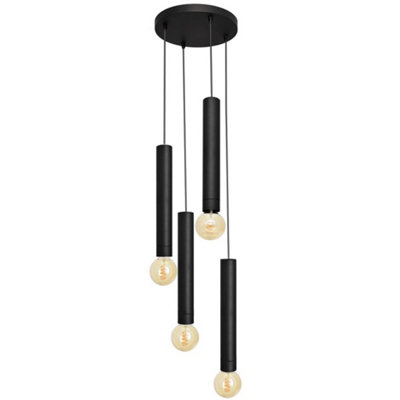 Luminosa Lighting Luminosa Tuba Cluster Pendant Ceiling Light Black 30Cm from B&Q