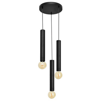 Luminosa Lighting Luminosa Tuba Cluster Pendant Ceiling Light Black 30Cm from B&Q