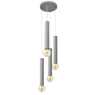 Luminosa Lighting Luminosa Tuba Cluster Pendant Ceiling Light Grey 30Cm from B&Q