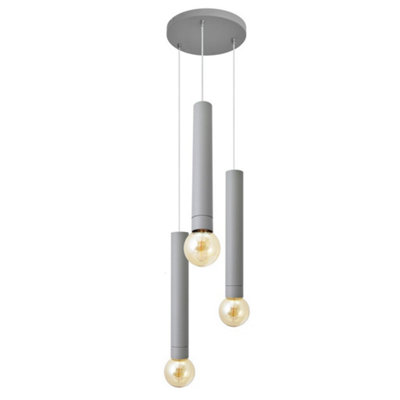 Luminosa Lighting Luminosa Tuba Cluster Pendant Ceiling Light Grey 30Cm from B&Q