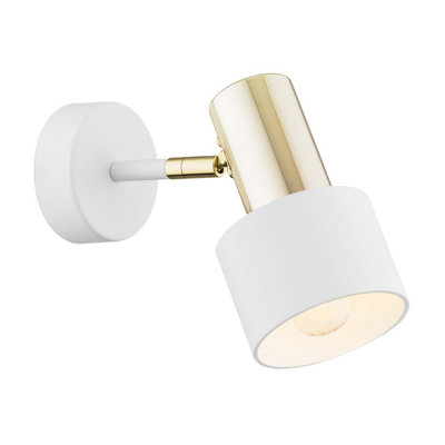 Luminosa Lighting Luminosa Doria Single Spotlight White StructureBrass Elements from B&Q