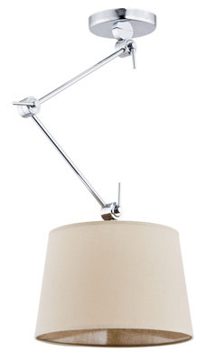 Luminosa Lighting Luminosa Zakyntos Cylindrical Pendant Ceiling Light BeigeChrome from B&Q