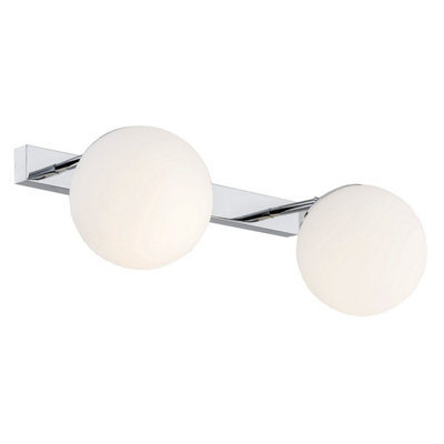 Luminosa Lighting Luminosa Satelite Outdoor Twin Globe Wall Lamp Opal MattChrome Ip44 from B&Q
