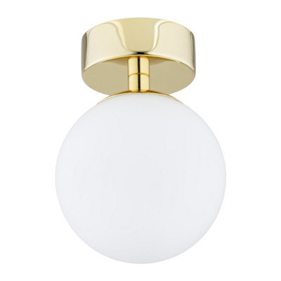Luminosa Lighting Luminosa Flavio Globe Ceiling Light Brass SteelGlass Opal Matt Ip44 from B&Q