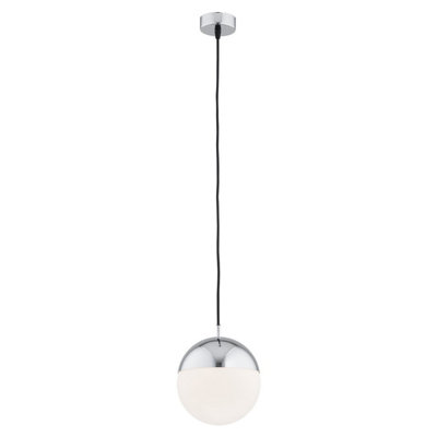 Luminosa Lighting Luminosa Livia 20Cm Globe Pendant Ceiling Light Opal MattChrome Ip44 from B&Q
