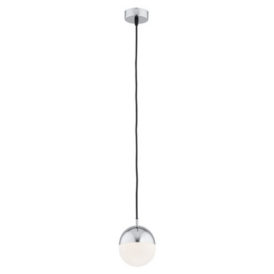 Luminosa Lighting Luminosa Livia 12Cm Globe Pendant Ceiling Light Opal MattChrome Ip44 from B&Q