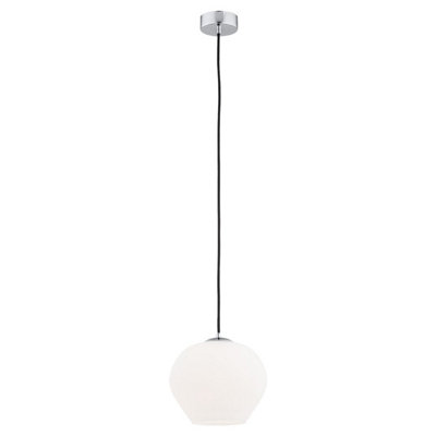 Luminosa Lighting Luminosa Kalimera 20Cm Globe Pendant Ceiling Light Opal MattChrome from B&Q