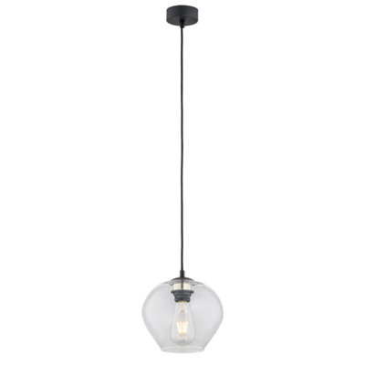 Luminosa Lighting Luminosa Kalimera 20Cm Globe Pendant Ceiling Light TransparentBlack Matt from B&Q