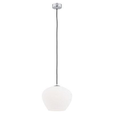 B&Q -  Luminosa Kalimera 24Cm Globe Pendant Ceiling Light Opal MattChrome