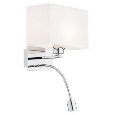 Luminosa Lighting Luminosa Hilary Reading Wall Light WhiteChrome 560Lm 3000K from B&Q