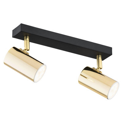 B&Q -  Luminosa Lagos Twin Ceiling Spotlight Brass SteelBlack Structure
