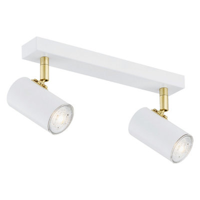 Luminosa Lighting Luminosa Lagos Twin Ceiling Spotlight White StructureBrass Elements from B&Q