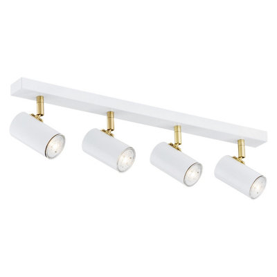 B&Q -  Luminosa Lagos Ceiling 4 Light Spotlight Bar White StructureBrass Elements