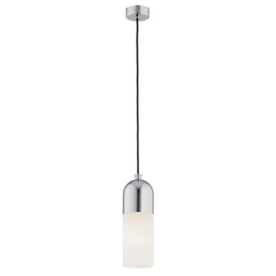 Luminosa Lighting Luminosa Burgos Slim Pendant Ceiling Light Opal MattChrome from B&Q