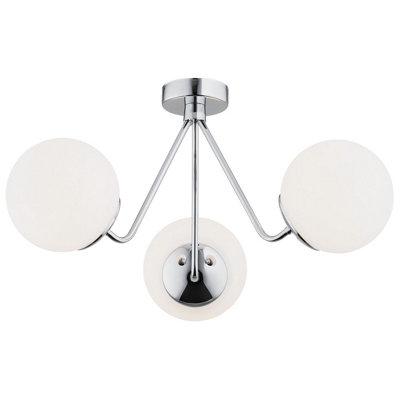 Luminosa Lighting Luminosa Tomar Globe Ceiling 3 Light Opal MattChrome