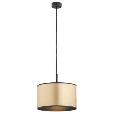 Luminosa Lighting Luminosa Karin Cylindrical Pendant Ceiling Light GoldBlack Structure from B&Q