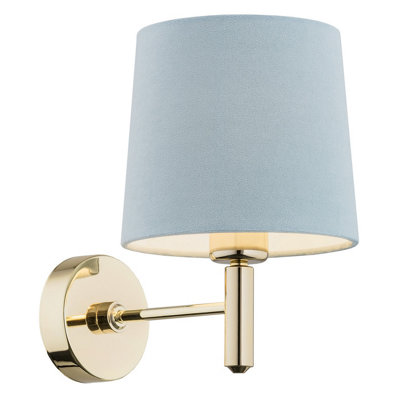 B&Q -  Luminosa Ponte Wall Lamp With Shade BlueDark Brass Steel