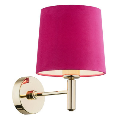 B&Q -  Luminosa Ponte Wall Lamp With Shade PinkDark Brass Steel