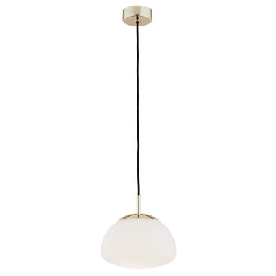 Luminosa Lighting Luminosa Trini Globe 20Cm Pendant Ceiling Light Opal MattBrass Elements from B&Q