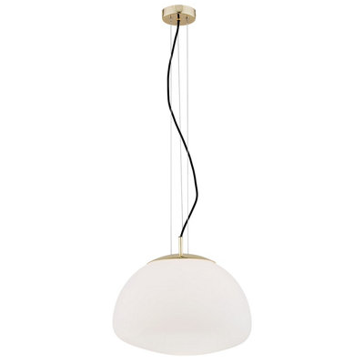 Luminosa Lighting Luminosa Trini Globe 40Cm Pendant Ceiling Light Opal MattBrass Elements from B&Q