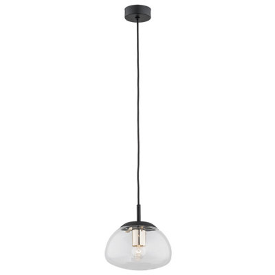 Luminosa Lighting Luminosa Trini Globe 20Cm Pendant Ceiling Light TransparentBlack MattBrass Elements from B&Q