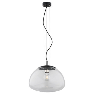 Luminosa Lighting Luminosa Trini Globe 40Cm Pendant Ceiling Light TransparentBlack MattBrass Elements from B&Q