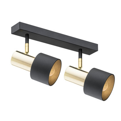 Luminosa Lighting Luminosa Doria Twin Ceiling Spotlight Black StructureBrass Elements from B&Q