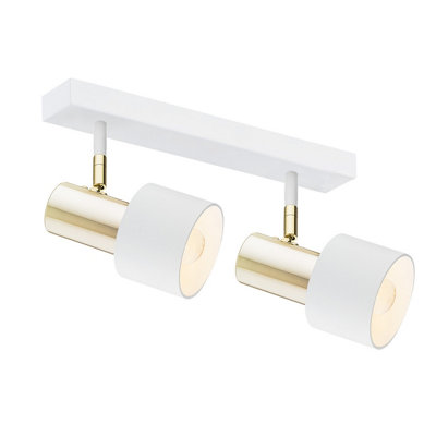 Luminosa Lighting Luminosa Doria Twin Ceiling Spotlight White StructureBrass Elements from B&Q