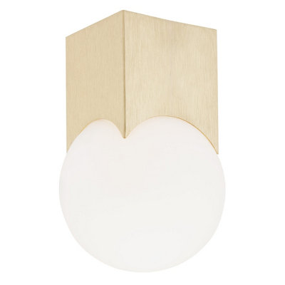 B&Q -  Luminosa Austin Surface Mounted Downlight Opal MattBrushed Brass
