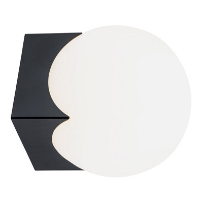 B&Q -  Luminosa Austin Wall Lamp Opal MattBlack Matt