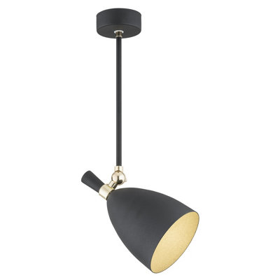 Luminosa Lighting Luminosa Charlotte Single Spotlight Black StructureBrass Elements from B&Q
