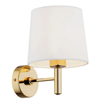 B&Q -  Luminosa Ponte Plus Wall Lamp With Shade CreamDark Brass Steel