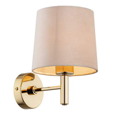 B&Q -  Luminosa Ponte Plus Wall Lamp With Shade BeigeDark Brass Steel