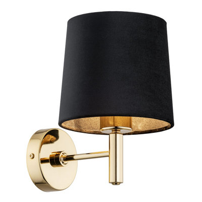 B&Q -  Luminosa Ponte Plus Wall Lamp With Shade BlackDark Brass Steel