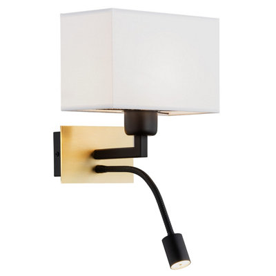 Luminosa Lighting Luminosa Bill Reading Wall Light WhiteBrushed BrassBlack Matt 3000K from B&Q