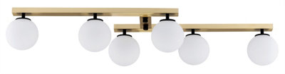 Luminosa Lighting Luminosa Freemont Globe Ceiling 6 Light Opal MattBrushed Brass from B&Q