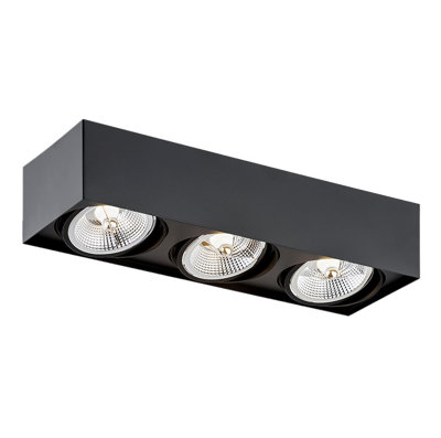 B&Q -  Luminosa Rodos Plus Gu10 Triple Surface Mounted Downlight Black Structure
