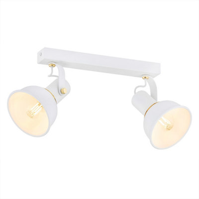 Luminosa Lighting Luminosa Twist Twin Ceiling Spotlight White StructureBrass Elements from B&Q