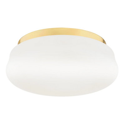 Luminosa Lighting Luminosa Ombra Flush Ceiling 3 Light Opal MattBrass Elements from B&Q
